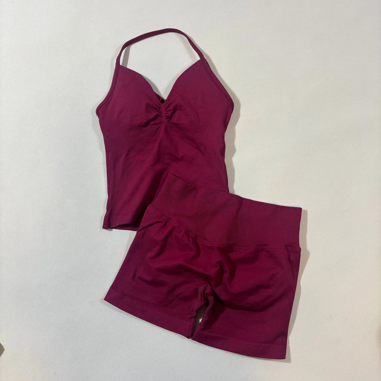 Yoga 2pcs Impact Gym Set Women Backless Tank Tops High Waist Scrunch Seamless Shorts Fitness Clothes Activewear Workout Sets