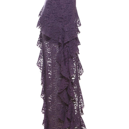 Nibber Nappe Gonne da donna Orlo irregolare Increspature multistrato Patchwork di pizzo Dolce tendenza estiva Pantaloni skinny versatili quotidiani