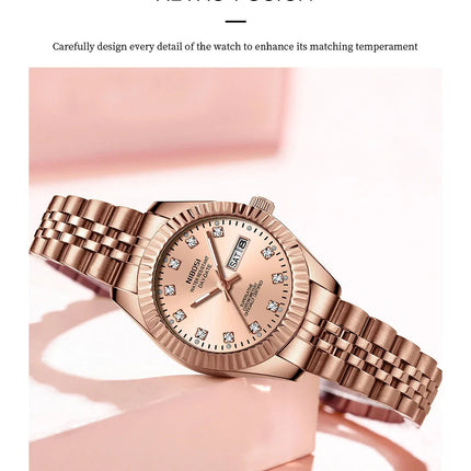 NIBOSI Orologi da donna con diamanti Orologio da donna casual di moda di lusso delle migliori marche Orologio da donna con data settimanale automatica impermeabile Reloj platinumshop