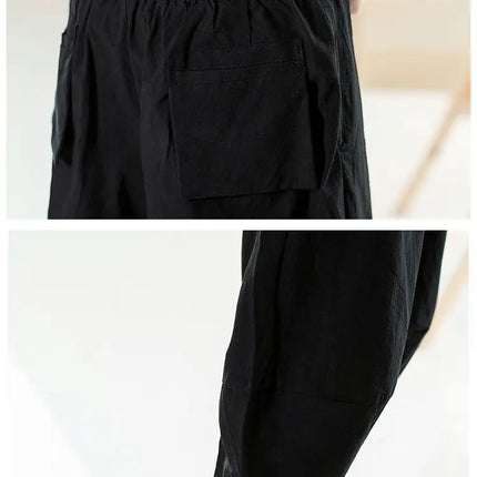 Pantaloni estivi da uomo in cotone, casual, stile hip hop, streetwear, harem, comodi, oversize, lunghezza a metà polpaccio, molto venduti.