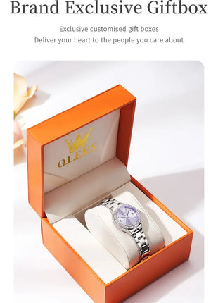 OLEVS 5628 Orologio al quarzo da donna Orologio da polso impermeabile luminoso in acciaio inossidabile con scala di diamanti e funzione data platinumshop