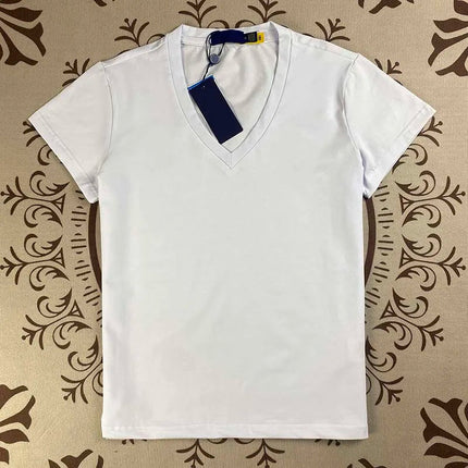 Summer new fashion 9-color pure cotton short sleeved V-neck T-shirt PlatiNum