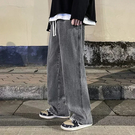 2025 nuovi jeans larghi streetwear uomo stile coreano moda pantaloni larghi dritti a gamba larga abbigliamento di marca da uomo nero azzurro