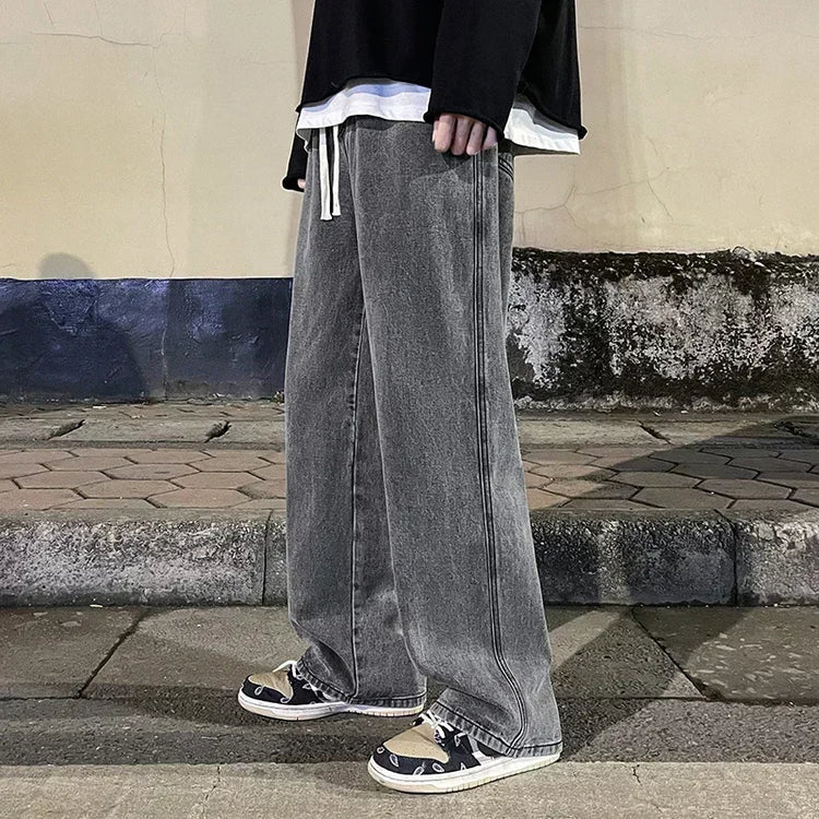 2025 nuovi jeans larghi streetwear uomo stile coreano moda pantaloni larghi dritti a gamba larga abb