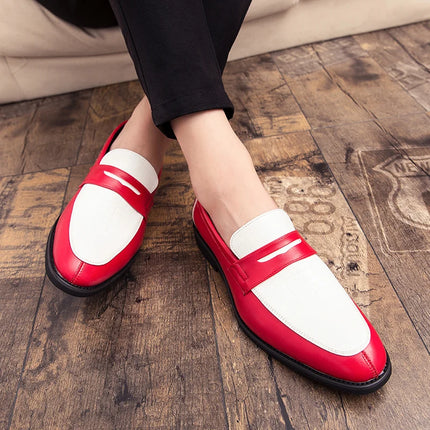 Moda Bianco Rosso Blu Mix Patchwork Scarpe casual per uomo Designer Penny Mocassini Abito da ballo formale per matrimonio Calzature per ritorno a casa