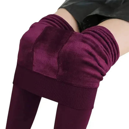 Fleece Lined Tights Women Winter Thermal Leggings Polar Skin Black Opaque Stockings Thick Warm Pantyhose Colorful Leg Warmers PlatiNum