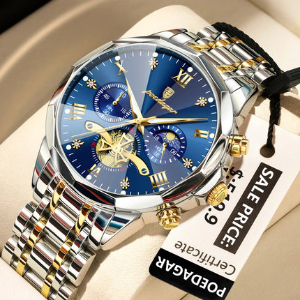 POEDAGAR Orologio da uomo di lusso Top originale impermeabile cronografo luminoso orologio da polso da uomo al quarzo in acciaio inossidabile orologi da uomo Reloj platinumshop