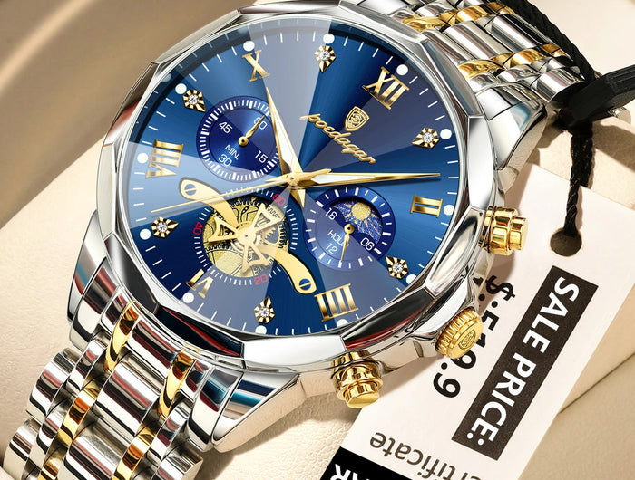 POEDAGAR Orologio da uomo di lusso Top originale impermeabile cronografo luminoso orologio da polso da uomo al quarzo in acciaio inossidabile orologi da uomo Reloj platinumshop