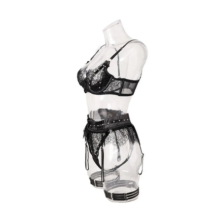 Toucheart Erotic Lingerie Lace See-through Bow Knot Decor Patchwork Body Shaping Hollow Intimate Women Flirt Hot Underwear Set