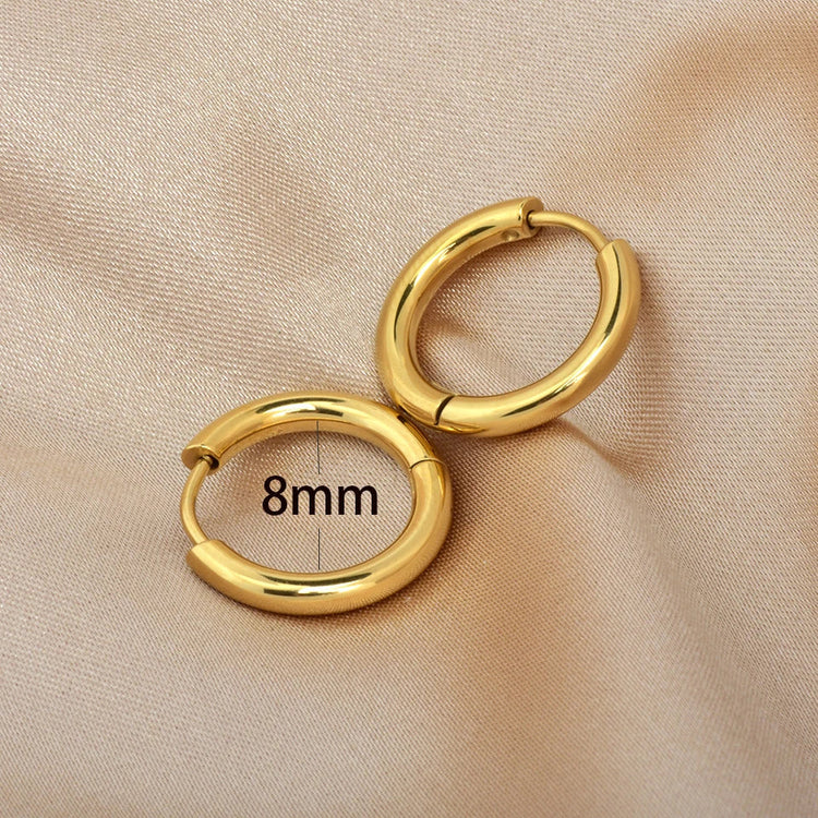 2 pezzi piccoli orecchini a cerchio piccoli Huggie in acciaio inossidabile per le donne cerchio rotondo punk unisex orecchini rock gioielli penetranti della cartilagine PlatiNum