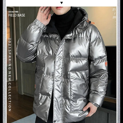 Autumn Winter Men's Cotton-padded Clothes Casual Winter Jacket Men's Thickened Thermal Glossy Jackets Large-size Men's Parkas