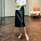 High-end Black and White Temperament Commuting Hip Skirt Looks Thin Medium Length Silk Wool Skirt 53% Wool 47% Mulberry Silk PlatiNum