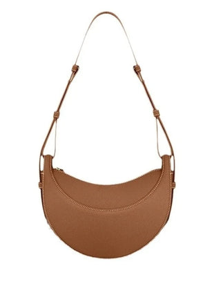 Borsa a tracolla a mezzaluna in pelle liscia, con tracolla regolabile, borsa a tracolla minimalista per l'uso quotidiano