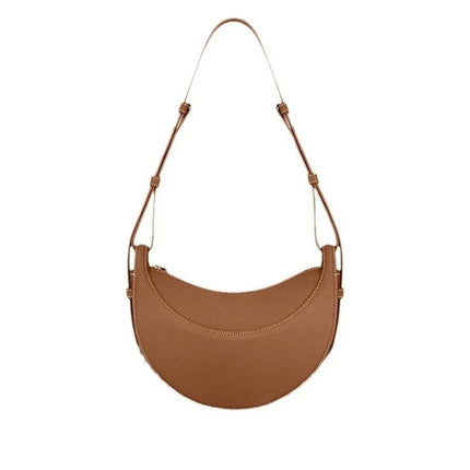 Borsa a tracolla a mezzaluna in pelle liscia, con tracolla regolabile, borsa a tracolla minimalista per l'uso quotidiano