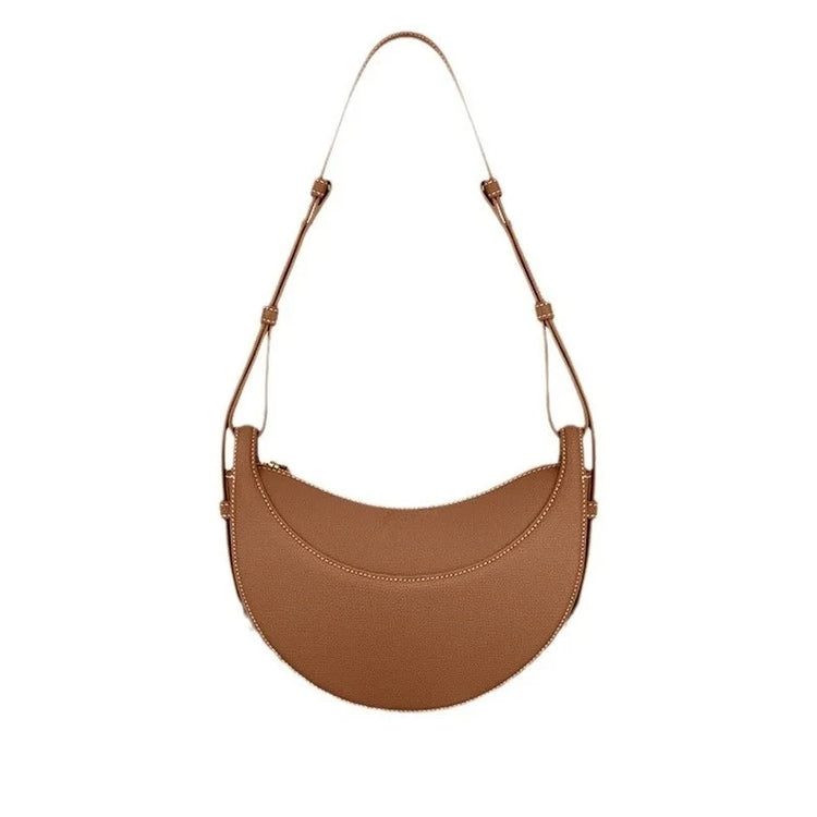 Borsa a tracolla a mezzaluna in pelle liscia, con tracolla regolabile, borsa a tracolla minimalista per l'uso quotidiano