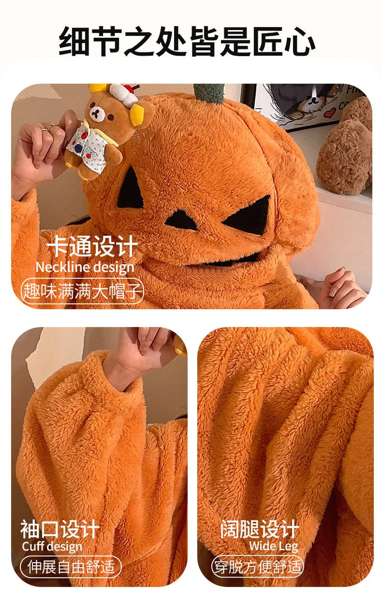 Cartoon Animal One‑Piece Pajamas Soft Coral Fleece Plush Jumpsuit Warm Loungewear For Home Sleepwear Theme Party Costume