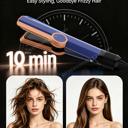 2 in 1 Hair Straightener & Hair Dryer with 15s Fast Heating Hair Flat Iron Negative Ion Iron for Less Frizz, Shinier & Smoother