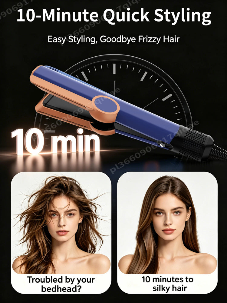 2 in 1 Hair Straightener & Hair Dryer with 15s Fast Heating Hair Flat Iron Negative Ion Iron for Less Frizz, Shinier & Smoother