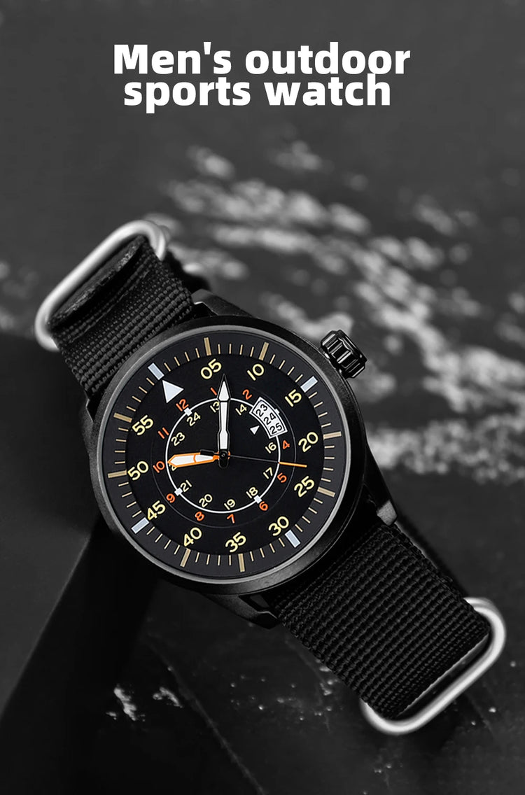 ADDIESDIVE 44mm Men's Fashion Quartz Watch 50m Waterproof Luminous Watch Large Dial High Quality Nylon Strap Men's Analog Watch