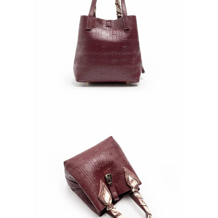 CH Large Capacity Handbag Luxury Brand Temperament Letter Print with Lock Design 2025 Trendy Women's Crossbody Bag PlatiNum