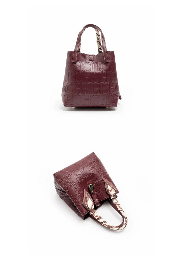 CH Large Capacity Handbag Luxury Brand Temperament Letter Print with Lock Design 2025 Trendy Women's Crossbody Bag PlatiNum