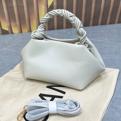 Borsa a mano esagonale da donna in stile dumpling, con manico intrecciato, in morbida pelle PU, con tracolla rimovibile, borsa a tracolla alla moda, multicolore, ideale per uso quotidiano, shopping, feste, appuntamenti, borsa