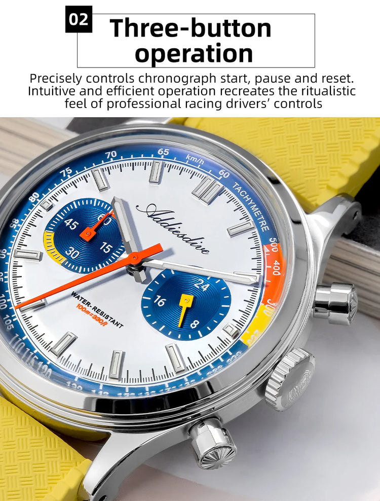 ADDIESDIVE Chronograph Quartz Watches For Men 100M Waterproof Multifunctional Wristwatch AD2549 Bubble Glass BGW9 Luminous Watch