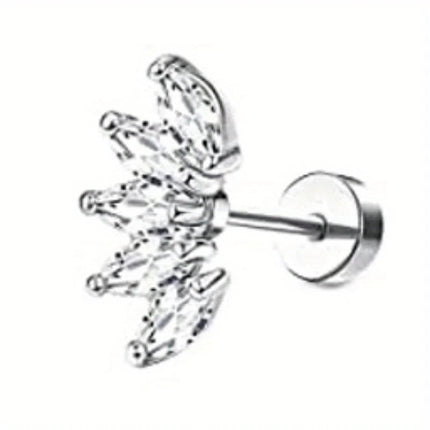 Drperfect 1pc orecchini chirurgici in acciaio inossidabile per donna uomo orecchini con retro piatto orecchini con cartilagine orecchini a cerchio con Piercing platinumshop