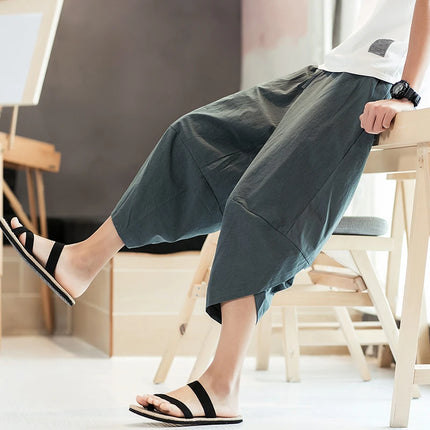 Pantaloni estivi da uomo in cotone, casual, stile hip hop, streetwear, harem, comodi, oversize, lunghezza a metà polpaccio, molto venduti.