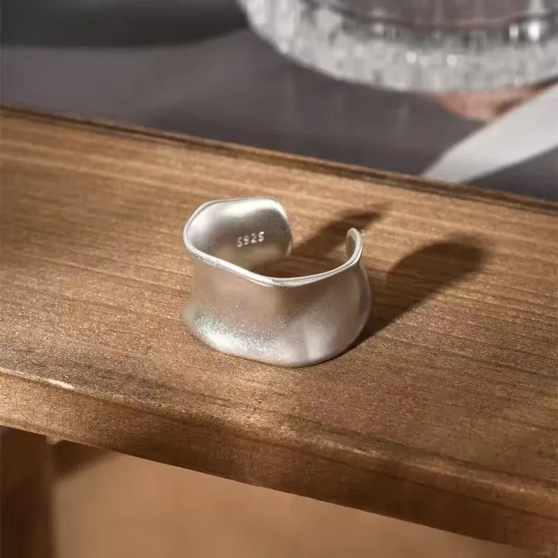 VENTFILLE Anello largo ad arco in argento sterling 925 per gioielli di design punk con geometria femminile regalo asimmetrico Dropshipping