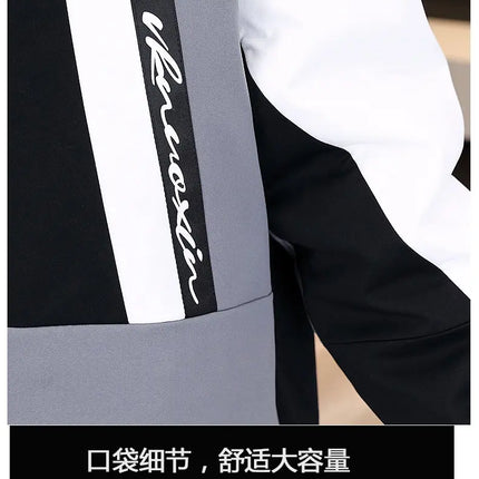 Men's Casual Wool Lined Thickened Hooded Set Fashionable Warm Sweatshirt Jacket Trendy Autumn Winter Men 2 Piece