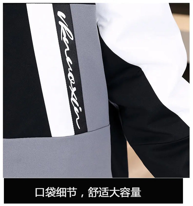 Men's Casual Wool Lined Thickened Hooded Set Fashionable Warm Sweatshirt Jacket Trendy Autumn Winter Men 2 Piece