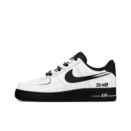 Nike Air Force 1 Abrasion Resistant Lightweight Height Increasing Low top Skateboard Shoes Unisex Black White