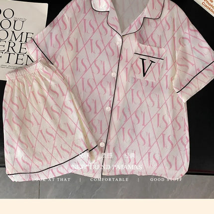 Estate delle nuove donne avanzate senso del ghiaccio pigiama di seta Homewear Set ragazze pigiama temperamento pigiama a maniche corte Homewear Set