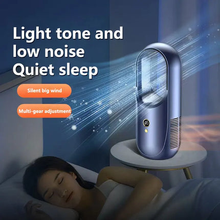 Ventilatore da Terra Senza Pale Ricaricabile, Ventilatore di Raffreddamento per Bambini, Ventilatore di Sicurezza 2000mAh, Raffrescatore d'Aria Domestico con 6 Velocità