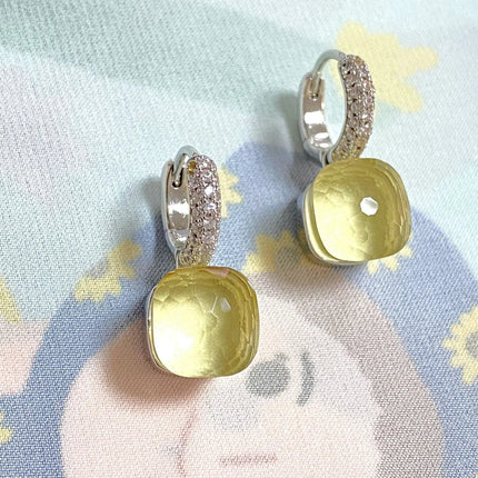 Classic Candy Color Earrings Inlay Transparent Zircon 27Colors Crystal Earrings Platinum Plated Fashion Jewelry For Women PlatiNum