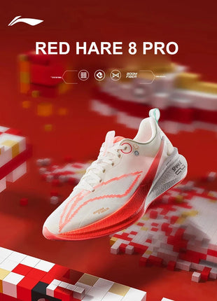 Li-Ning Men's RED HARE 8 PRO Racing Running Shoes BOOM FIBER Cushion Stable Sport Shoes Anti-Slip Wearable Sneakers ARPV003 PlatiNum