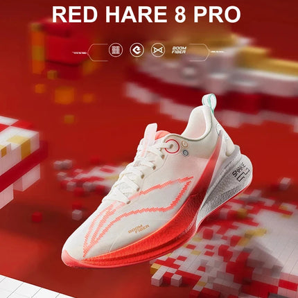 Li-Ning Men's RED HARE 8 PRO Racing Running Shoes BOOM FIBER Cushion Stable Sport Shoes Anti-Slip Wearable Sneakers ARPV003 PlatiNum