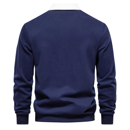 2025 Spring Autumn Polo Neck Sweatshirts for Men Fashion Smart Casual Cotton Mens Hoodies Sweatshirts High-Quality Pullover Tops