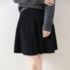 100% Merino Wool Mini Skirt Korean Women's AutumnWinter Fashionable Solid Color Elastic Waist Knitted Pleated Skirt PlatiNum