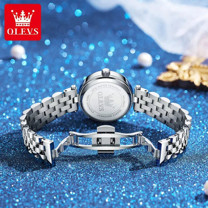 OLEVS 3641 Elegante orologio al quarzo da donna impermeabile Quadrante stellato luminoso in acciaio inossidabile con confezione regalo - Accessorio alla moda da donna platinumshop