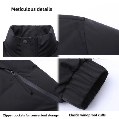 Winter Stand Collar Down Jacket Men Warm Plush Cotton Clothes Comfortable Versatile Parkas Thickened Fleece Lined Puffer Jackets