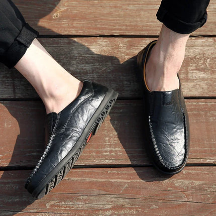 Scarpe Casual da Uomo in Vera Pelle di Lusso, Mocassini Estivi Cuciti a Mano, Traspiranti, Slip-on, Scarpe da Guida, Taglia Grande 47
