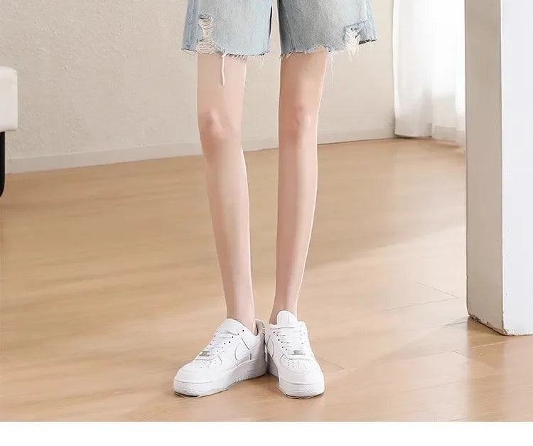 Blue Denim Shorts For Women High-Waisted Loose-Fit Slimming Casual Straight-Leg Mid-Length Summer New Arrival 2024 PlatiNum
