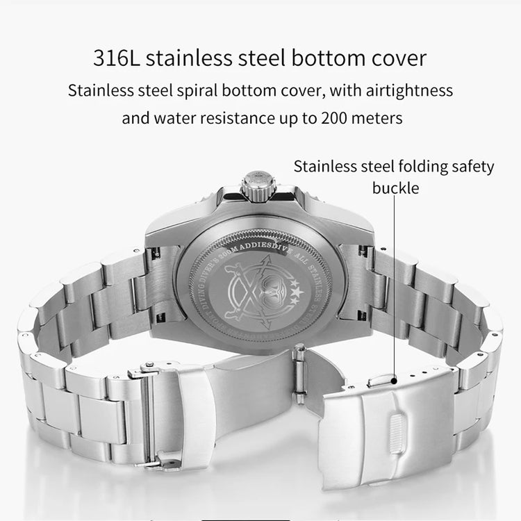 ADDIESDIVE Men's Watch NH35 Automatic Luxury Sapphire Crystal 200m Waterproof Luminous Date Stainless Watches Relogios Masculino