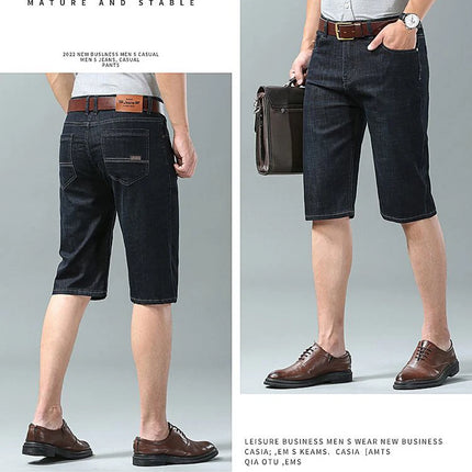 Pantaloncini di jeans da uomo estivi Nuovo stile Ricamo sottile Business Casual Jeans corti dritti Abbigliamento di marca maschile azzurro cielo