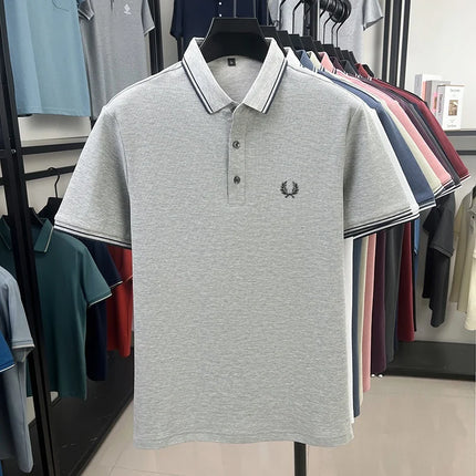 New men's short-sleeved polo shirt, 100% pure cotton, embroidered, fashionable, breathable, comfortable, and versatile.