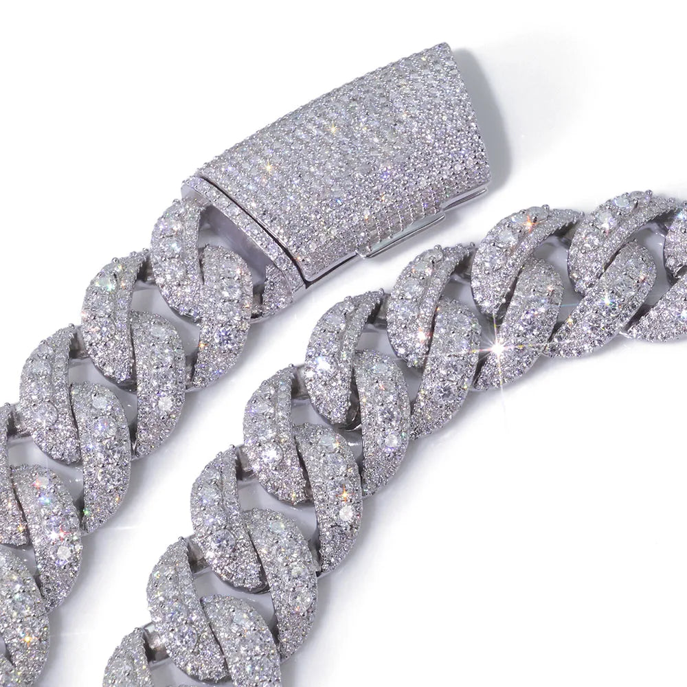 Accessorio Hip Hop Collana in oro rosa largo 22 mm Collana pesante alla moda fredda con zirconi in rame per uomini e donne