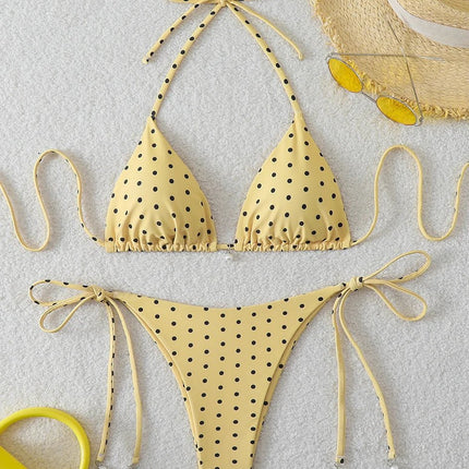 Bikini di Tendenza 2026, Costume da Bagno Sexy con Perle, Micro Bikini a Pois, Abbigliamento da Spiaggia per Donna platinumshop