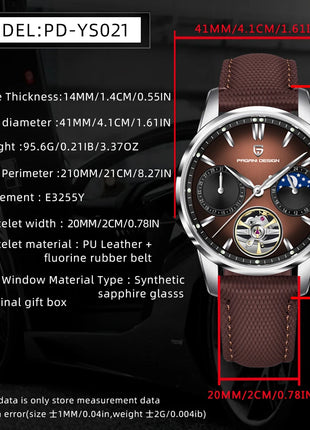 PAGANI DESIGN 41MM Orologio da uomo Orologio meccanico automatico di lusso Orologio da pilota impermeabile in acciaio inossidabile da 100 m PDYS021